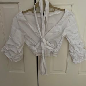 Bardot Surplice Top - White